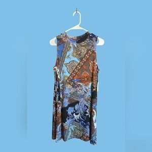 Tiana B Woman's sleeveless high neck multicolor pattern petite large nwt